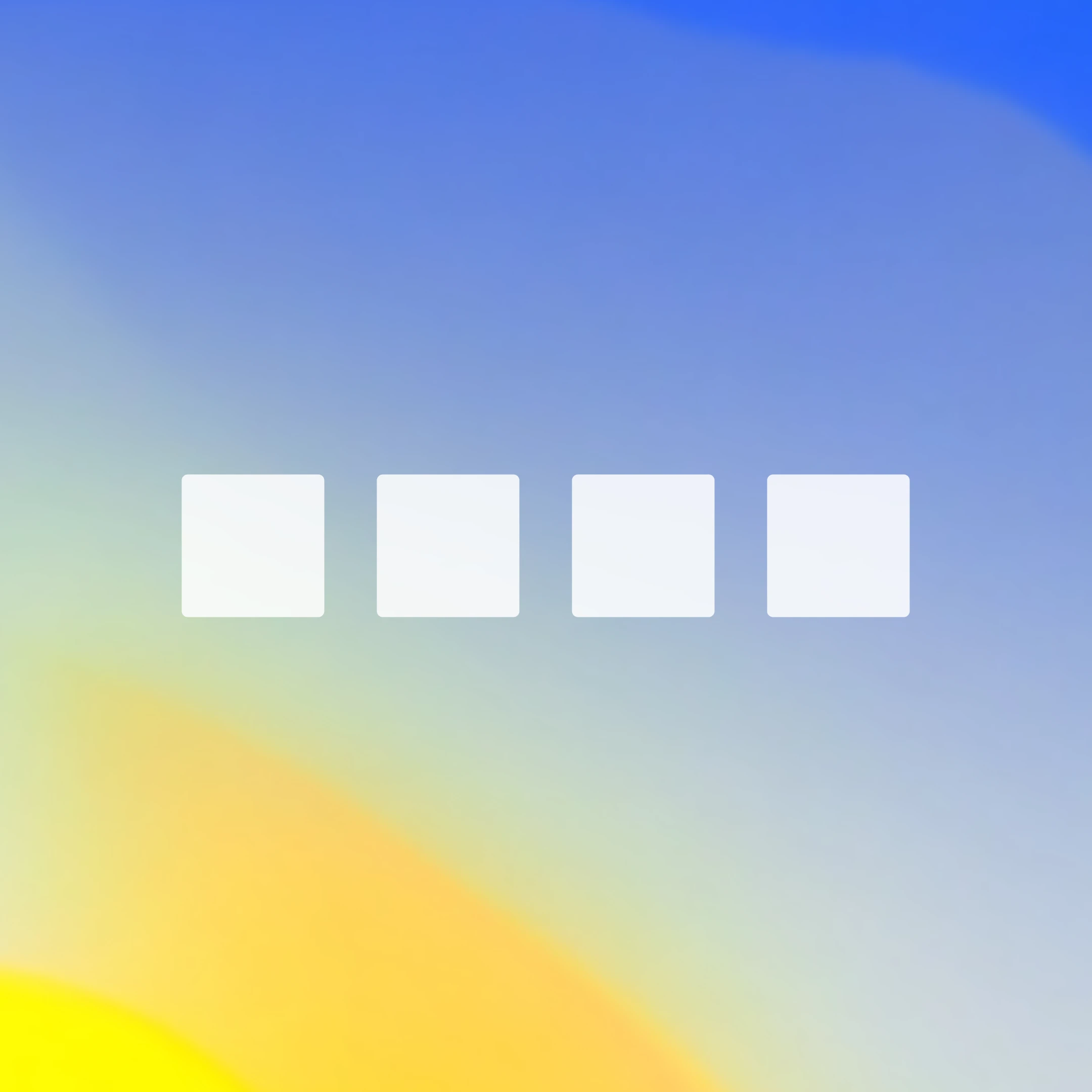 Four white publishing surfaces arranged over a blue and yellow field