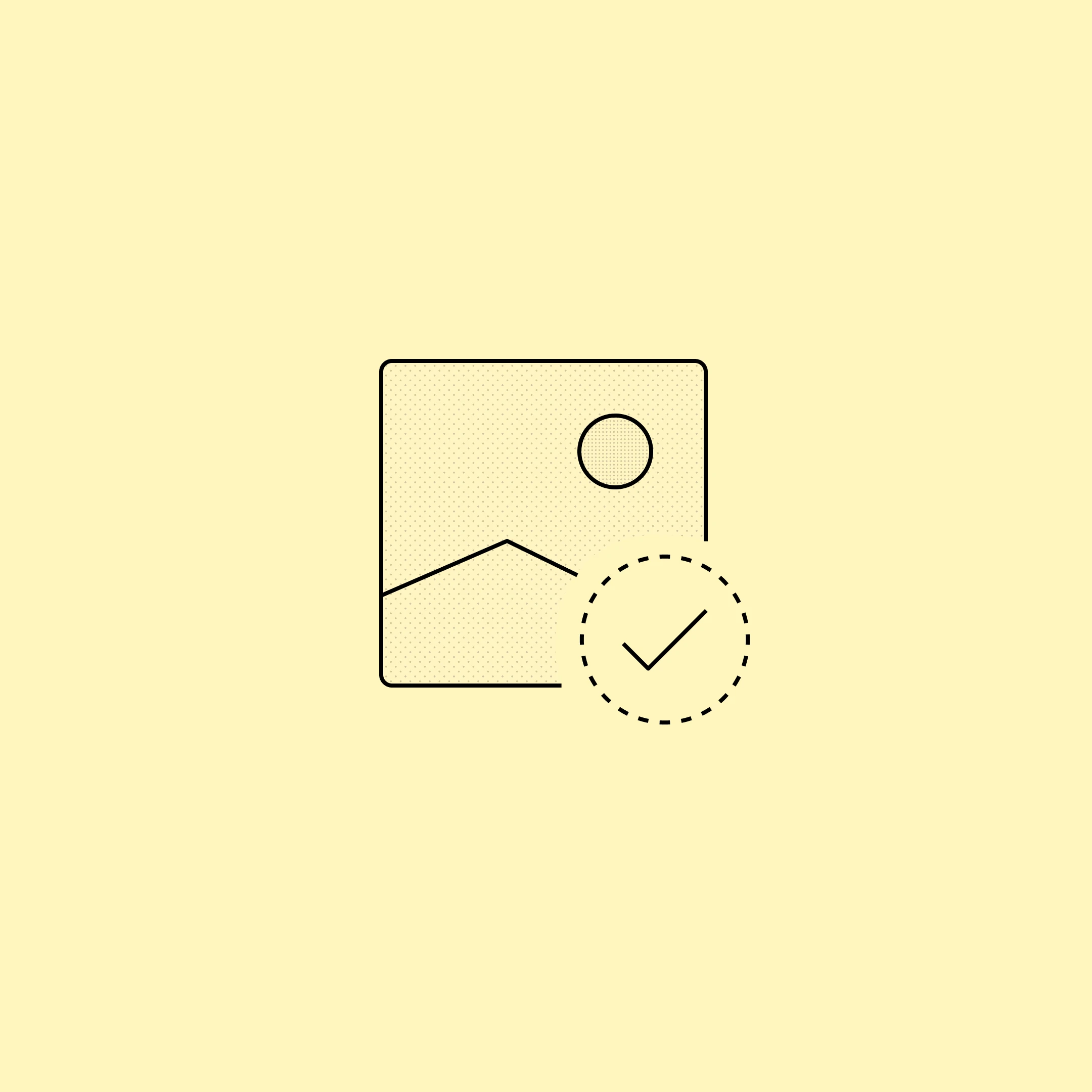 An outlined image with a verification check