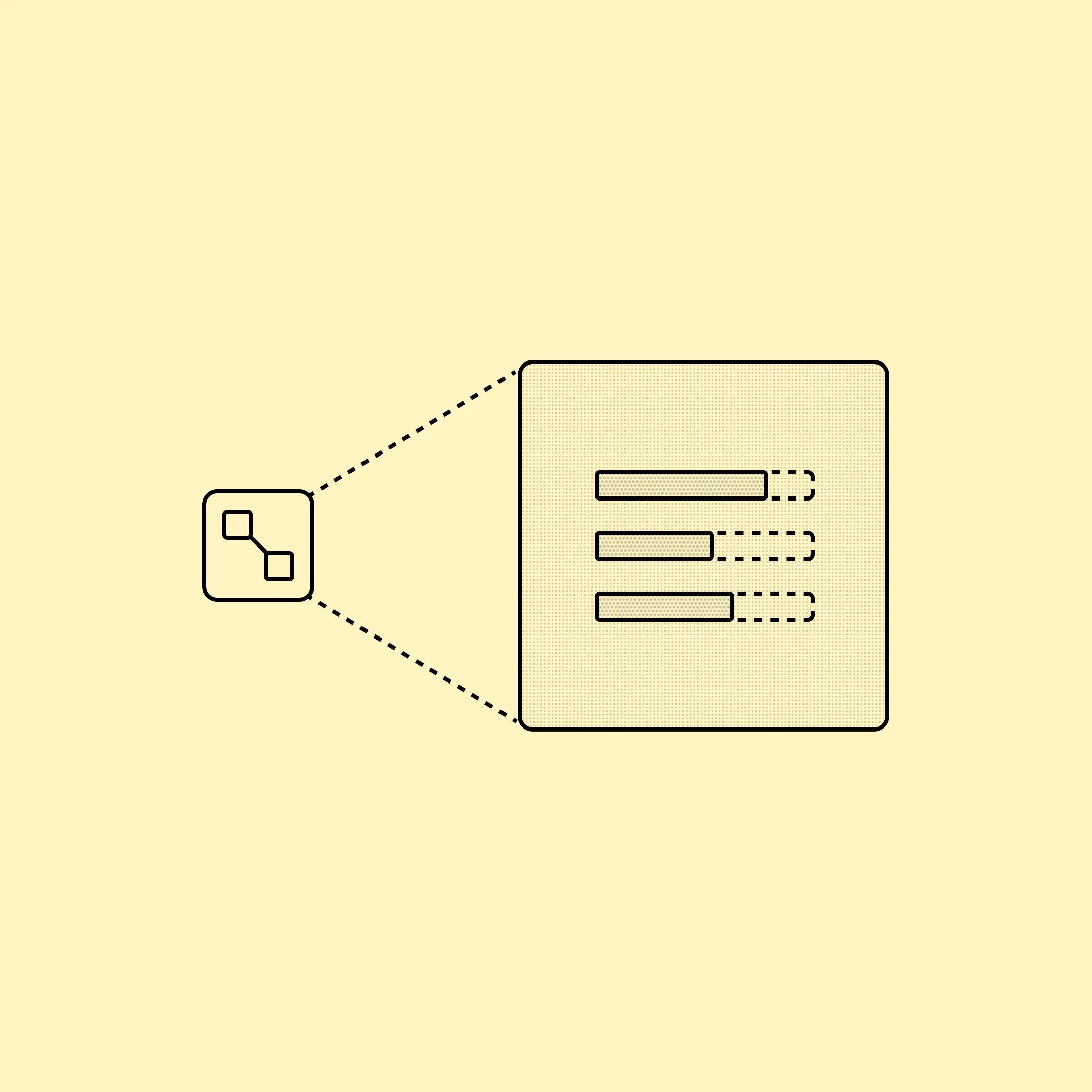 An outlined source expanding into a structured list of verified information